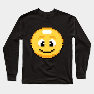 Smiling Pixel Emoji Long Sleeve T-Shirt